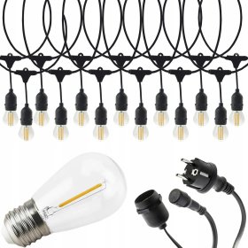 Girlanda Ogrodowa sieciowa Lampki sieciowe 10x E27 LED na Balkon 5m IP65
