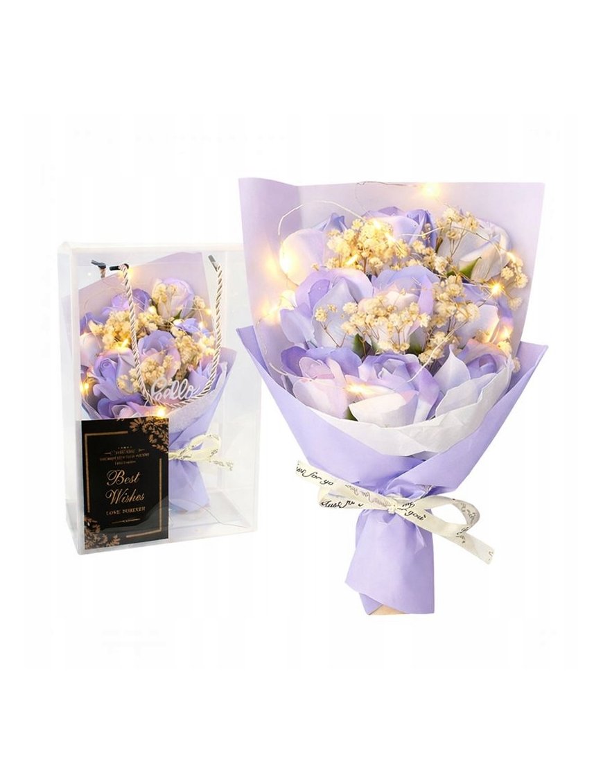 Prezent na Dzień Walentynki Kobiet Duża wieczne RÓŻE Bukiet Mydlane Kwiaty