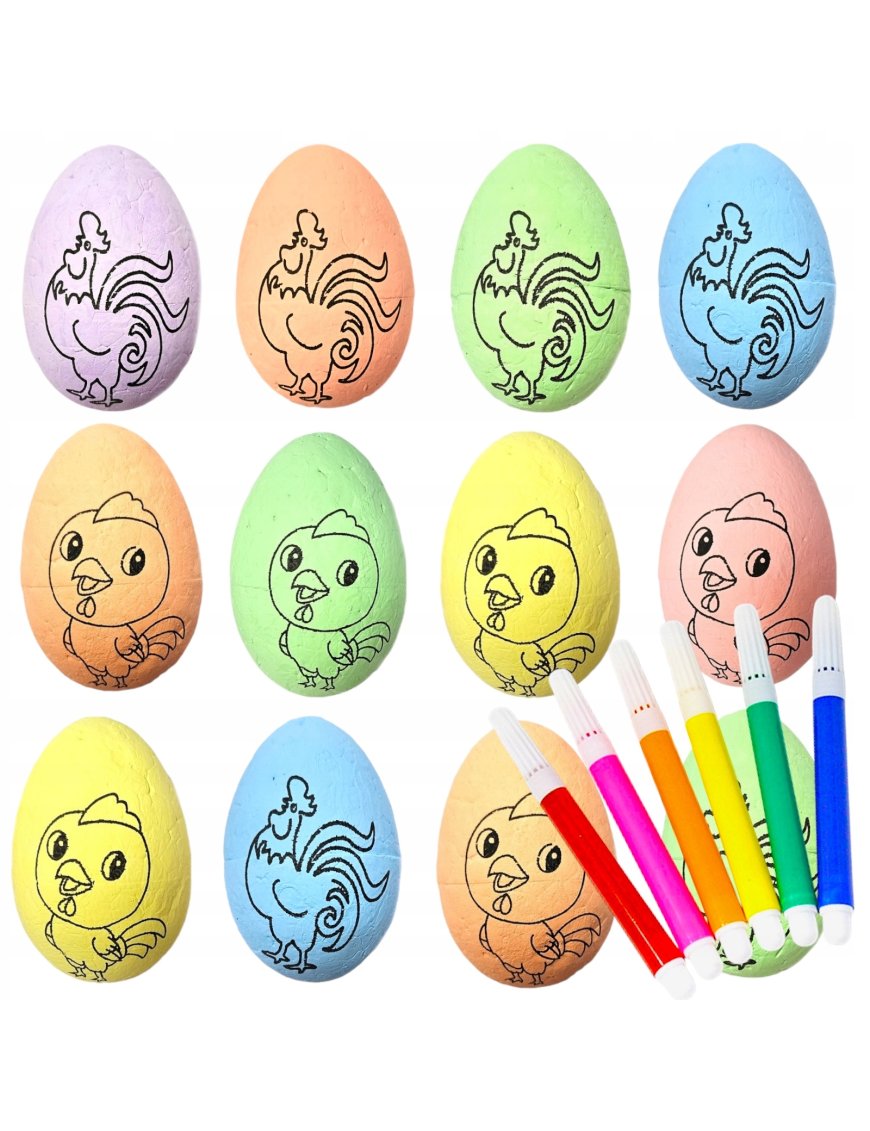 12SZT JAJKA STYROPIANOWE DLA DZIECKA DO MALOWANIA FARBY WIELKANOCNE