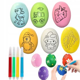 JAJKA PLASTIKOWE DLA DZIECKA DO MALOWANIA FARBY WIELKANOCNE 6szt