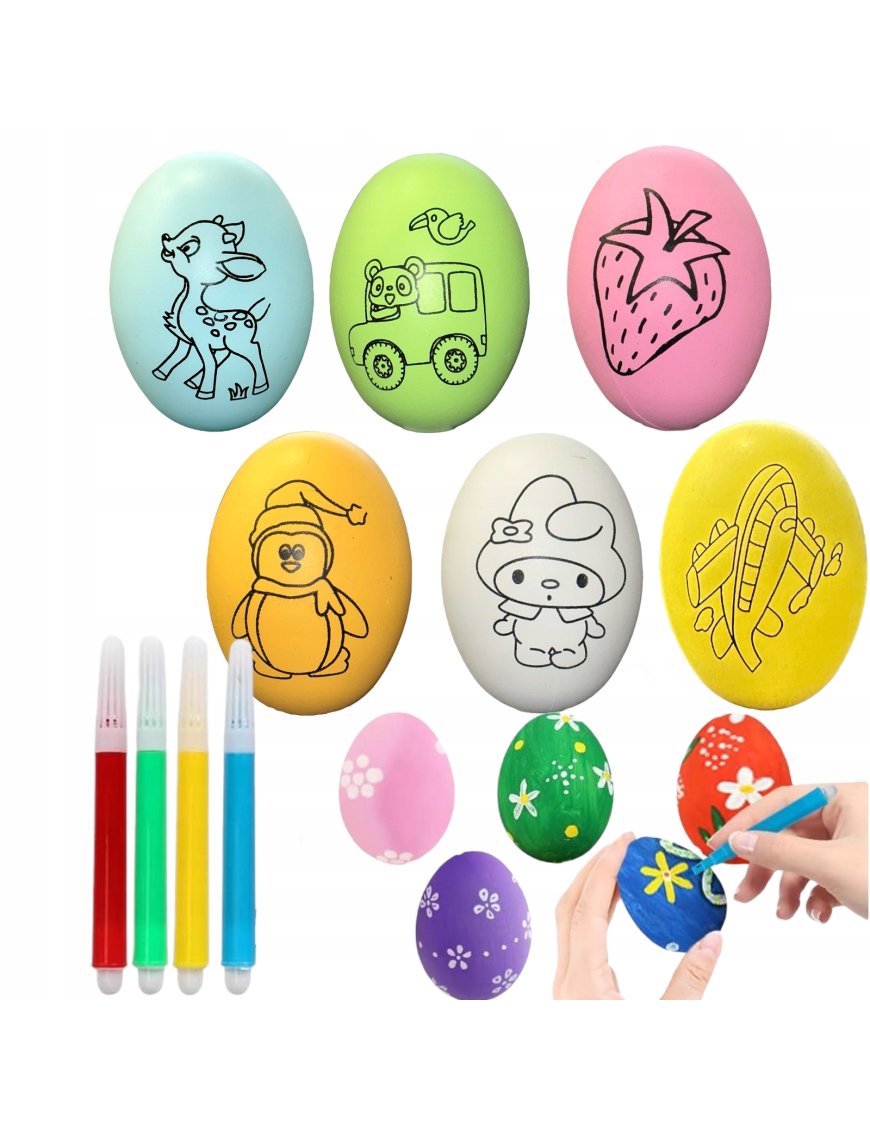 JAJKA PLASTIKOWE DLA DZIECKA DO MALOWANIA FARBY WIELKANOCNE 6szt