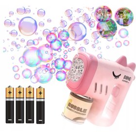 PISTOLET NA BAŃKI DINO MASZYNA DO BANIEK NA BATERIE + PŁYN+ 4x BATERIE Róż