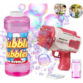 PISTOLET NA BAŃKI 32 otworów MASZYNA DO BANIEK NA BATERIE + PŁYN Czerwone