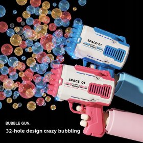 PISTOLET NA BAŃKI 32 otworów MASZYNA DO BANIEK NA BATERIE + PŁYN Czerwone