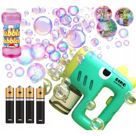 PISTOLET NA BAŃKI Dinozaur MASZYNA DO BANIEK NA BATERIE +PŁYN + 4x BATERIE