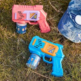 PISTOLET NA BAŃKI MASZYNA DO BANIEK NA BATERIE+PŁYN+ 4szt BATERIE niebieski