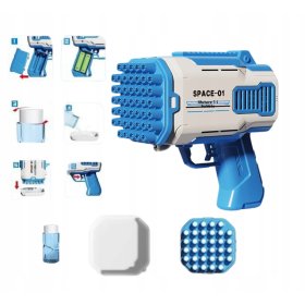 PISTOLET NA BAŃKI 32 otworów MASZYNA DO BANIEK NA BATERIE + PŁYN Czerwone