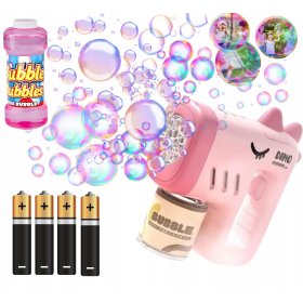 PISTOLET NA BAŃKI DINO MASZYNA DO BANIEK NA BATERIE + PŁYN+ 4x BATERIE Róż