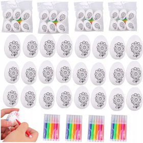 24 szt JAJKA WIELKANOCNE STYROPIANOWE DO MALOWANIA KREATYWNY ZESTAW KWIATY