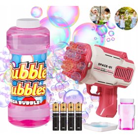 PISTOLET NA BAŃKI MASZYNA DO BANIEK NA BATERIE+PŁYN+ 4szt BATERIE Niebieski