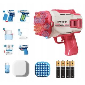 PISTOLET NA BAŃKI MASZYNA DO BANIEK NA BATERIE+PŁYN+ 4szt BATERIE Niebieski