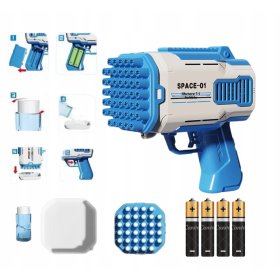 PISTOLET NA BAŃKI MASZYNA DO BANIEK NA BATERIE+PŁYN+ 4szt BATERIE Niebieski