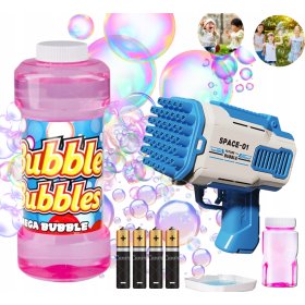 PISTOLET NA BAŃKI MASZYNA DO BANIEK NA BATERIE+PŁYN+ 4szt BATERIE Niebieski