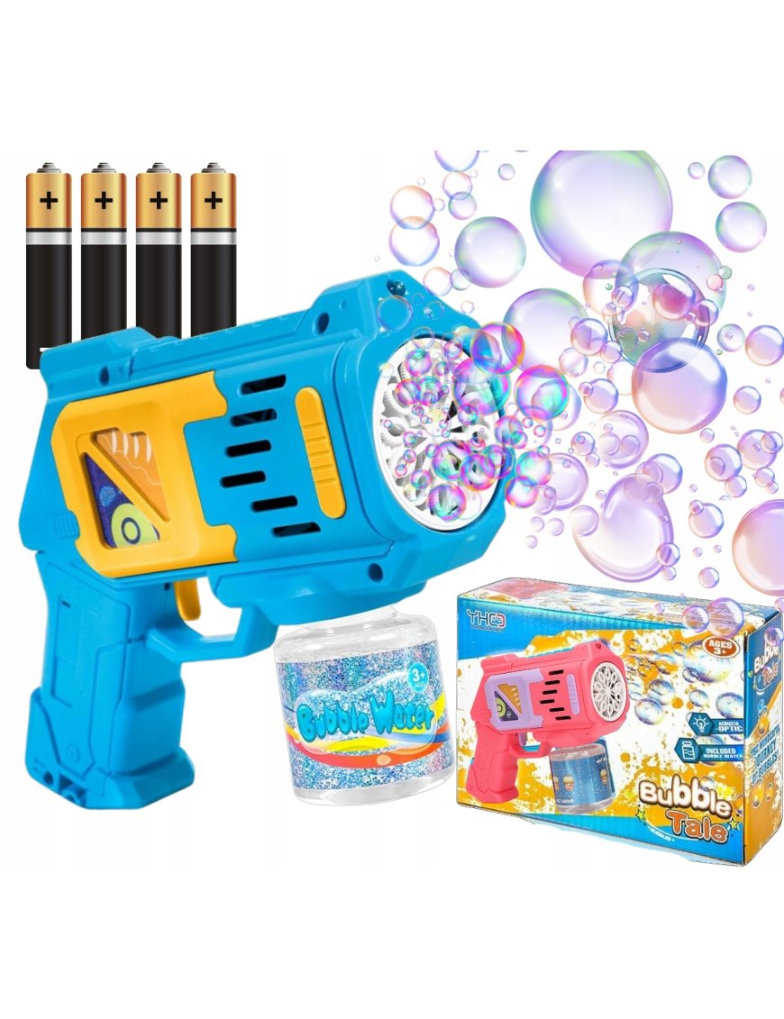 PISTOLET NA BAŃKI MASZYNA DO BANIEK NA BATERIE + PŁYN + 4szt BATERIE