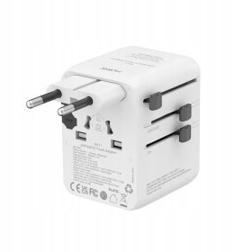 Adapter Podróżny 45W MORRE M471 Z Ponad 170 Narodów - 2 USB A 3 USB-C Biały