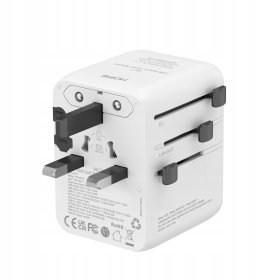 Adapter Podróżny 45W MORRE M471 Z Ponad 170 Narodów - 2 USB A 3 USB-C Biały