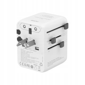 Adapter Podróżny 45W MORRE M471 Z Ponad 170 Narodów - 2 USB A 3 USB-C Biały