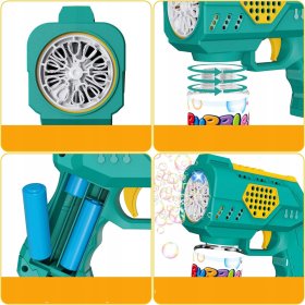 PISTOLET NA BAŃKI MASZYNA DO BANIEK NA BATERIE + PŁYN + 4szt BATERIE Różowy