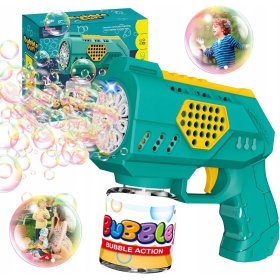 PISTOLET NA BAŃKI MASZYNA DO BANIEK NA BATERIE + PŁYN + 4szt BATERIE Różowy