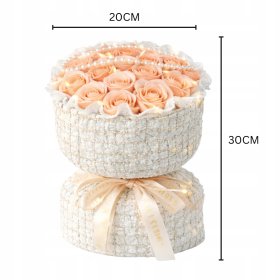 BUKIET MYDLANE RÓŻE RÓŻA LED PREZENT Z TOREBKĄ I BILECIKIEM NA DZIEŃ KOBIET