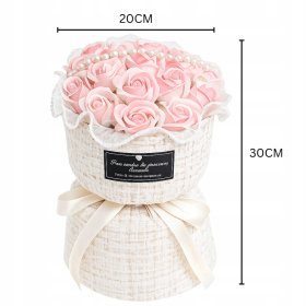 BUKIET MYDLANE RÓŻE RÓŻA LED PREZENT Z TOREBKĄ I BILECIKIEM NA DZIEŃ KOBIET