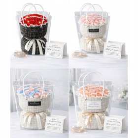 BUKIET MYDLANE RÓŻE RÓŻA LED PREZENT Z TOREBKĄ I BILECIKIEM NA DZIEŃ KOBIET