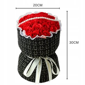 BUKIET MYDLANE RÓŻE RÓŻA LED PREZENT Z TOREBKĄ I BILECIKIEM NA DZIEŃ KOBIET