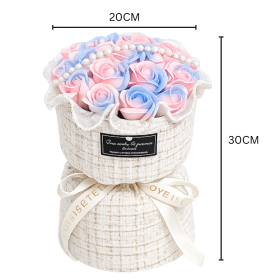 BUKIET MYDLANE RÓŻE RÓŻA LED PREZENT Z TOREBKĄ I BILECIKIEM NA DZIEŃ KOBIET