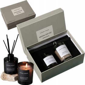 ZESTAW ZAPACHOWY ŚWIECA + DYFUZOR 40ML + 55G | SANDALWOOD | PREZENT DO DOMU