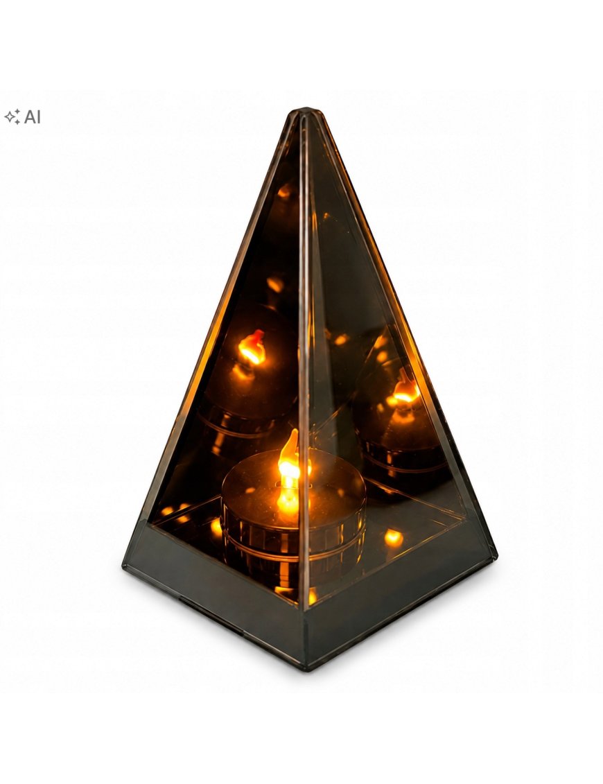 Znicz Lustrzany 3D Lampion przestrzenny trójkąt piramida płomień dekoracja