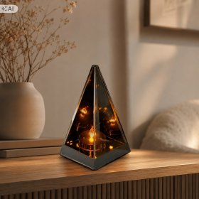 Znicz Lustrzany 3D Lampion przestrzenny trójkąt piramida płomień dekoracja
