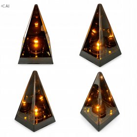 Znicz Lustrzany 3D Lampion przestrzenny trójkąt piramida płomień dekoracja