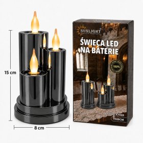 Świeca LED potrójna Wkłady do Zniczy na baterie Mocne Światło ŚWIECZKI 15CM