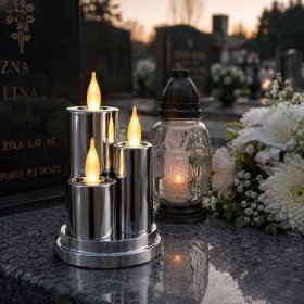 Świeca LED potrójna Wkłady do Zniczy na baterie Mocne Światło ŚWIECZKI 15CM