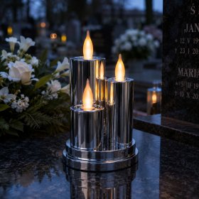 Świeca LED potrójna Wkłady do Zniczy na baterie Mocne Światło ŚWIECZKI 15CM