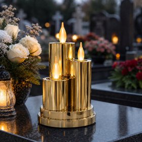 Świeca LED potrójna Wkłady do Zniczy na baterie Mocne Światło ŚWIECZKI 15CM