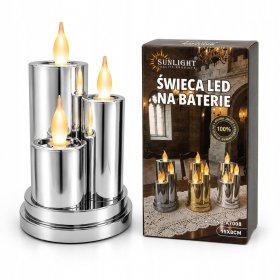 Świeca LED potrójna Wkłady do Zniczy na baterie Mocne Światło ŚWIECZKI 15CM