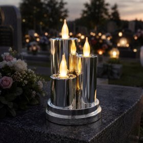 Świeca LED potrójna Wkłady do Zniczy na baterie Mocne Światło ŚWIECZKI 15CM