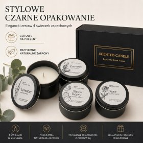 Elegancki zestaw świec zapachowych 4szt w Czarnym pudełku prezentowym