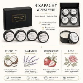 Elegancki zestaw świec zapachowych 4szt w Czarnym pudełku prezentowym