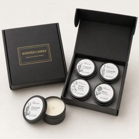 Elegancki zestaw świec zapachowych 4szt w Czarnym pudełku prezentowym
