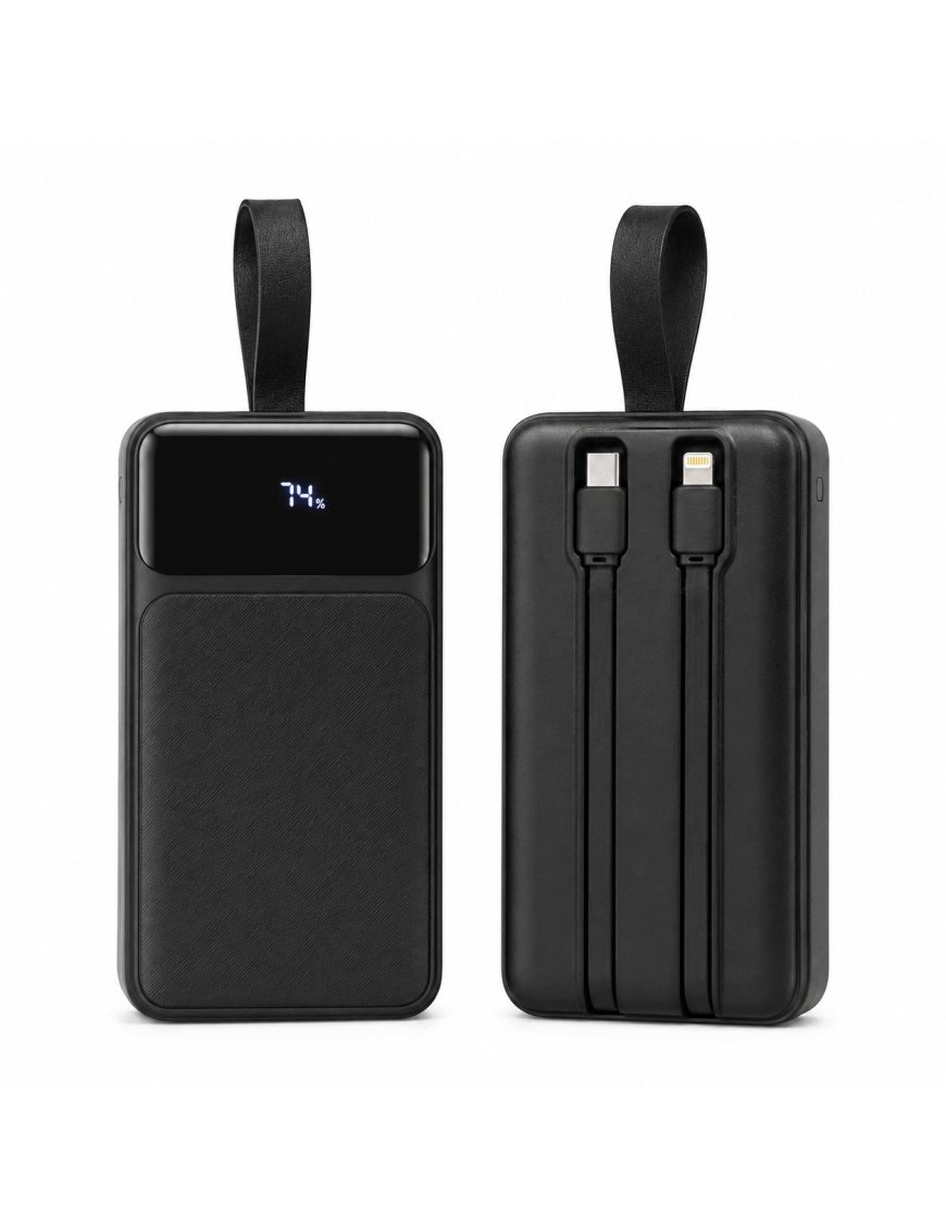 Powerbank 30000mAh PD 22.5W QC3.0 z kabel USB-C Lightning szybkie ładowanie