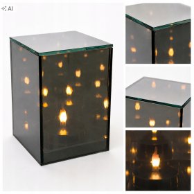 Znicz Lustrzany Lampion z efektem 3D Piękny Dekoracyjny Sześcian LED 15 cm