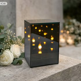 Znicz Lustrzany Lampion z efektem 3D Piękny Dekoracyjny Sześcian LED 15 cm