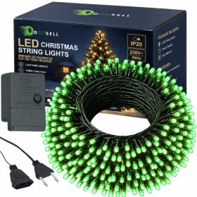 MOCNE LAMPKI CHOINKOWE 300 LED WEWNĘTRZNE 23M 8 TRYBÓW ŁĄCZNIK ZIELONY