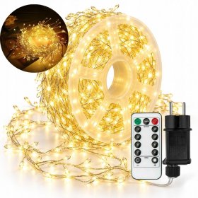 Lampki Choinkowe 500 LED 50m mikro drucik Ciepły Biały Pilot Timer IP44
