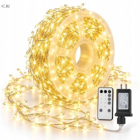 Lampki Choinkowe 500 LED 50m mikro drucik Ciepły Biały Pilot Timer IP44