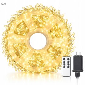 Lampki choinkowe 300 LED 15m ciepły biały drucik girlanda Pilot Timer IP44