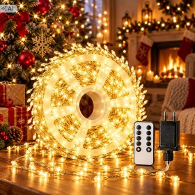 Lampki choinkowe 300 LED 15m ciepły biały drucik girlanda Pilot Timer IP44