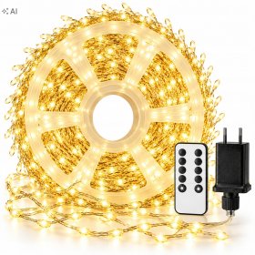 Lampki choinkowe 500 LED mikro drucik 23m ciepły biały IP44 pilot TIMER DIM